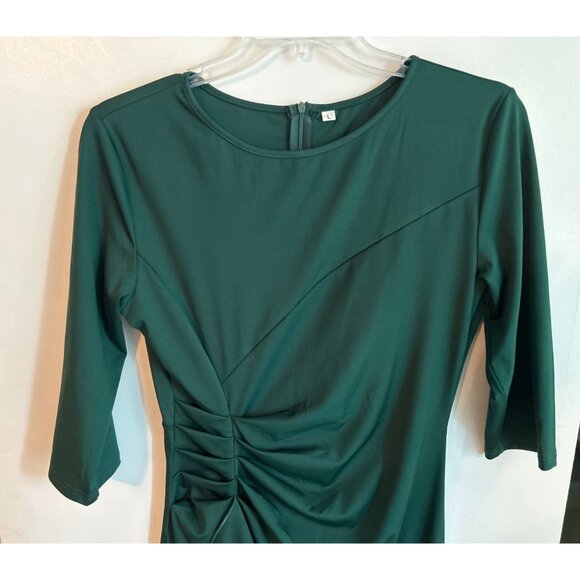 Women Green 3/4 Sleeve Midi Dress Size L - Picture 2 of 6